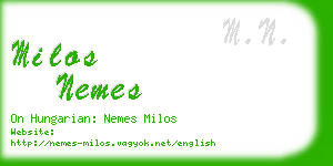 milos nemes business card